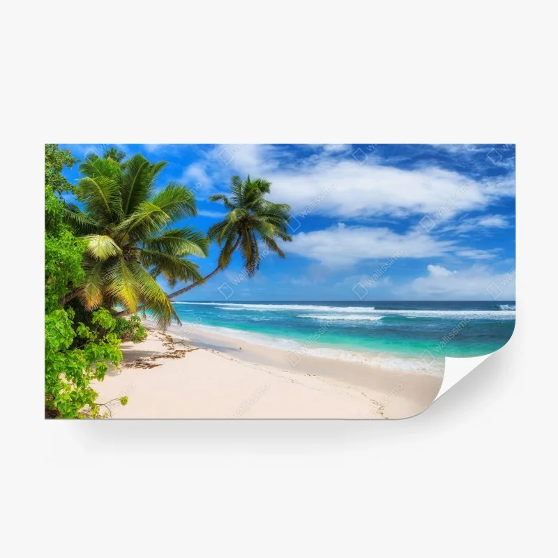 Carta da parati paesaggio tropicale con palme sulla spiaggia