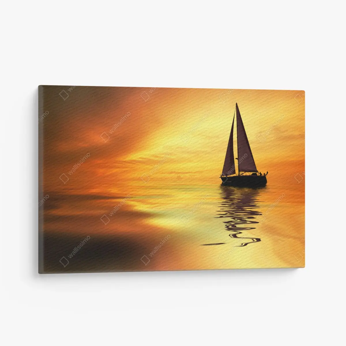 Quadro su tela vela al tramonto dorato • Wallissimo®
