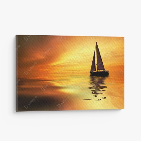 Quadro su tela vela al tramonto dorato • Wallissimo®