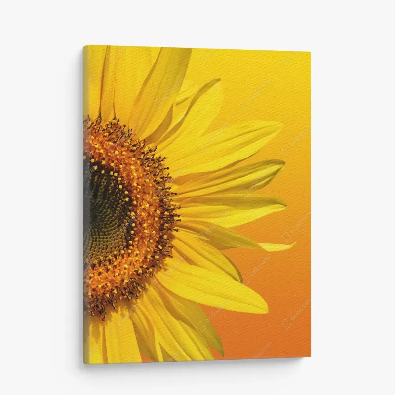 Quadro su tela girasole luminoso su sfondo sfumato arancione