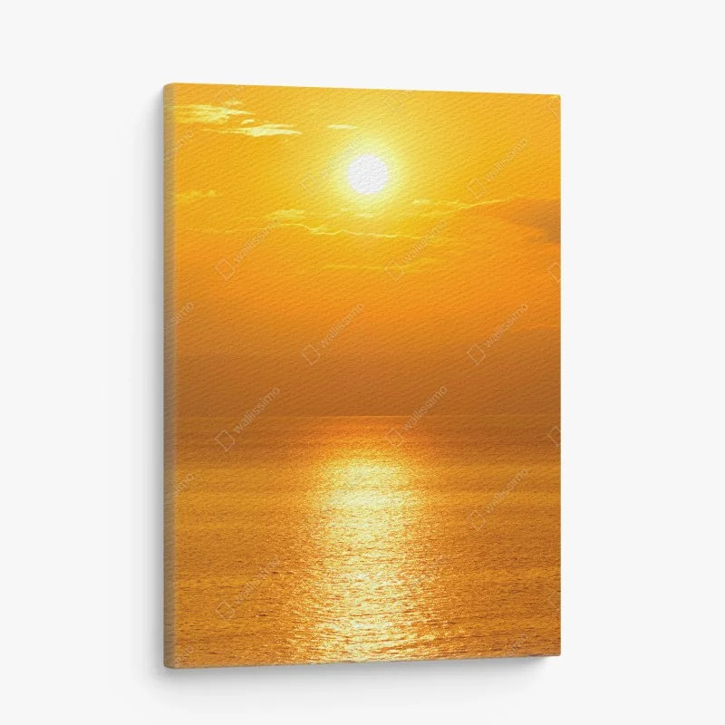 Quadro su tela tramonto dorato sul mare • Wallissimo®