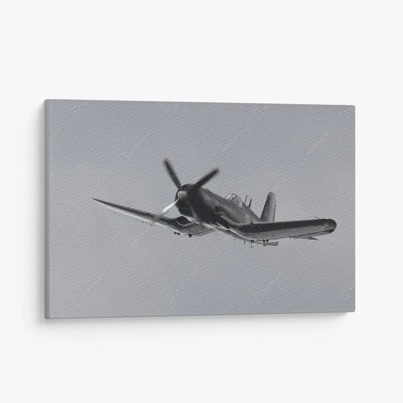 Quadro su tela caccia d'epoca in volo sul cielo grigio
