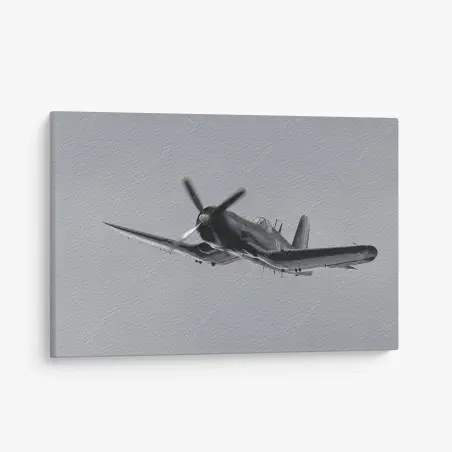 Quadro su tela caccia d'epoca in volo sul cielo grigio • Wallissimo®