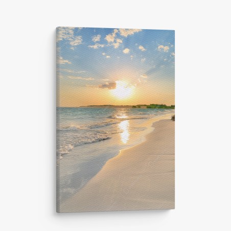Quadro su tela tramonto dorato sulla spiaggia • Wallissimo®