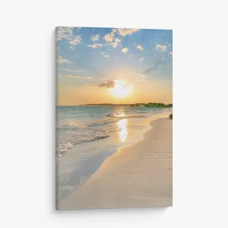 Quadro su tela tramonto dorato sulla spiaggia • Wallissimo®