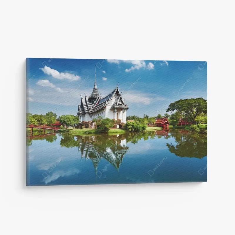 Quadro su tela riflessi sereni del tempio di Sanphet Prasat, Bangkok