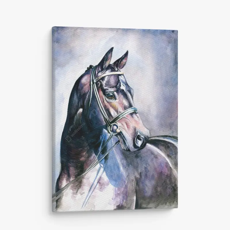 Quadro su tela ritratto elegante di cavallo in acquerello • Wallissimo® Quadro su tela ritratto elegante di cavallo in acquerello • Wallissimo®