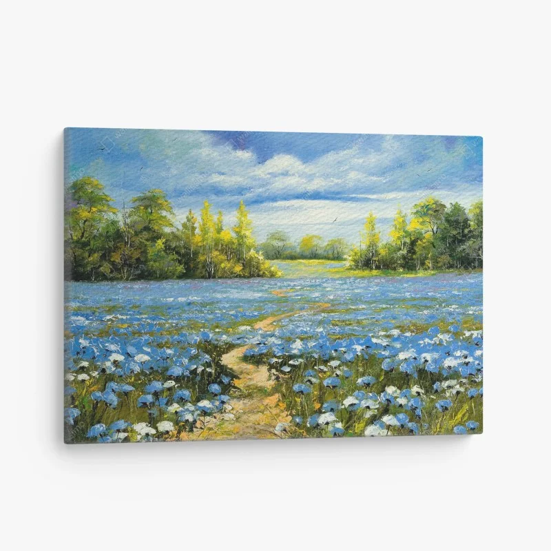 Quadro su tela sentiero tra i fiordalisi • Wallissimo® Quadro su tela sentiero tra i fiordalisi • Wallissimo®