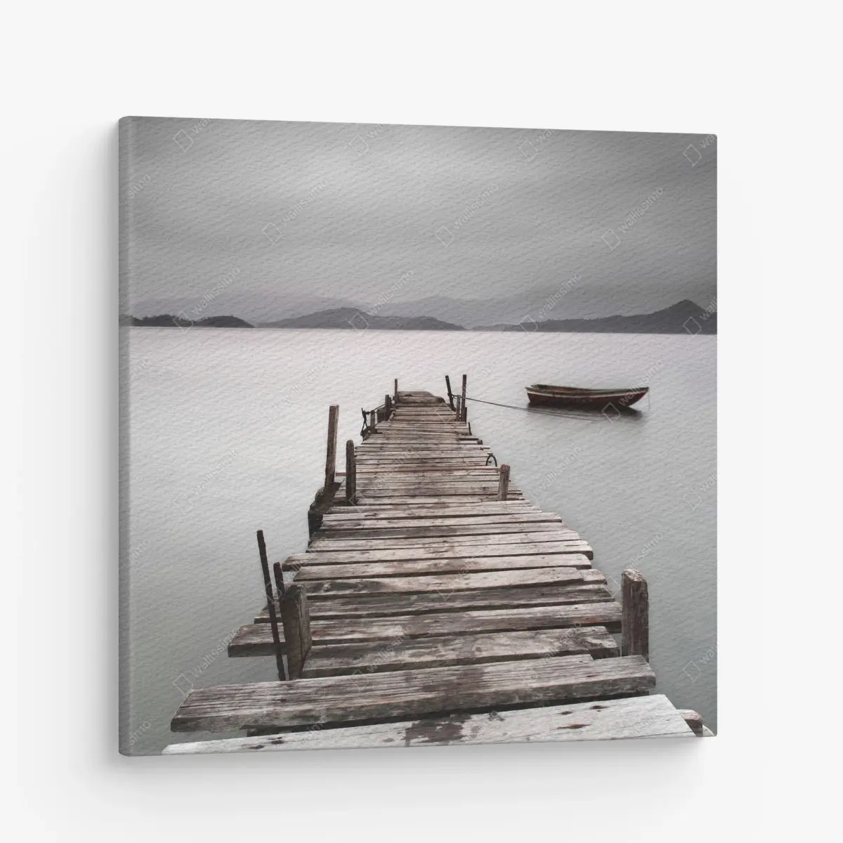 Quadro su tela molo solitario nella foschia • Wallissimo®