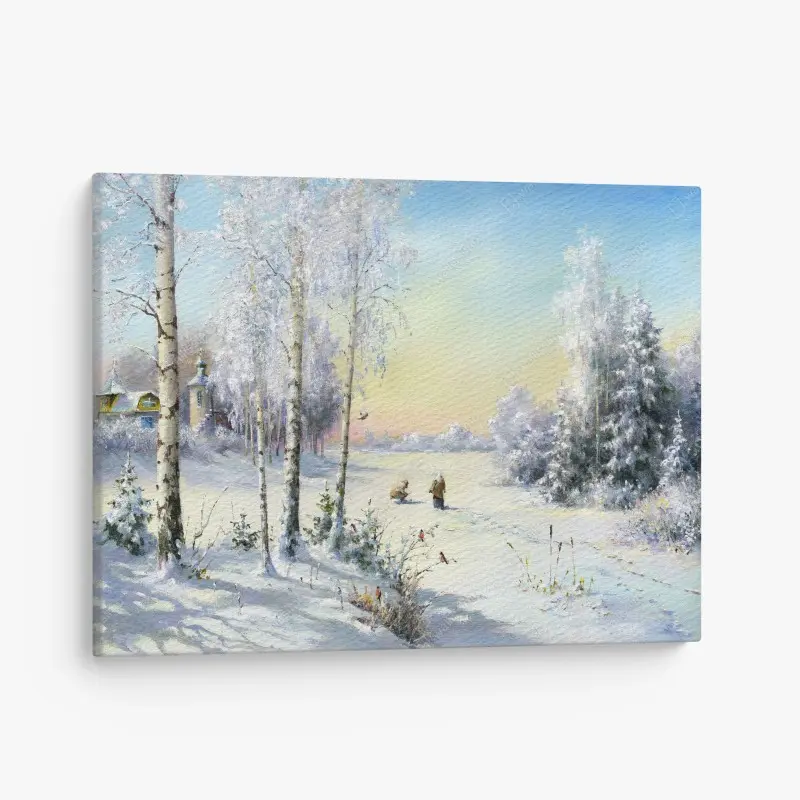 Quadro su tela paesaggio invernale al lago ghiacciato