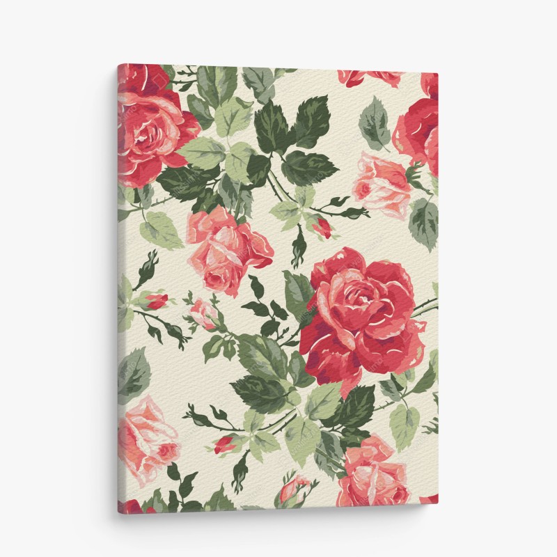 Quadro su tela bouquet di rose rosse su sfondo avorio • Wallissimo®
