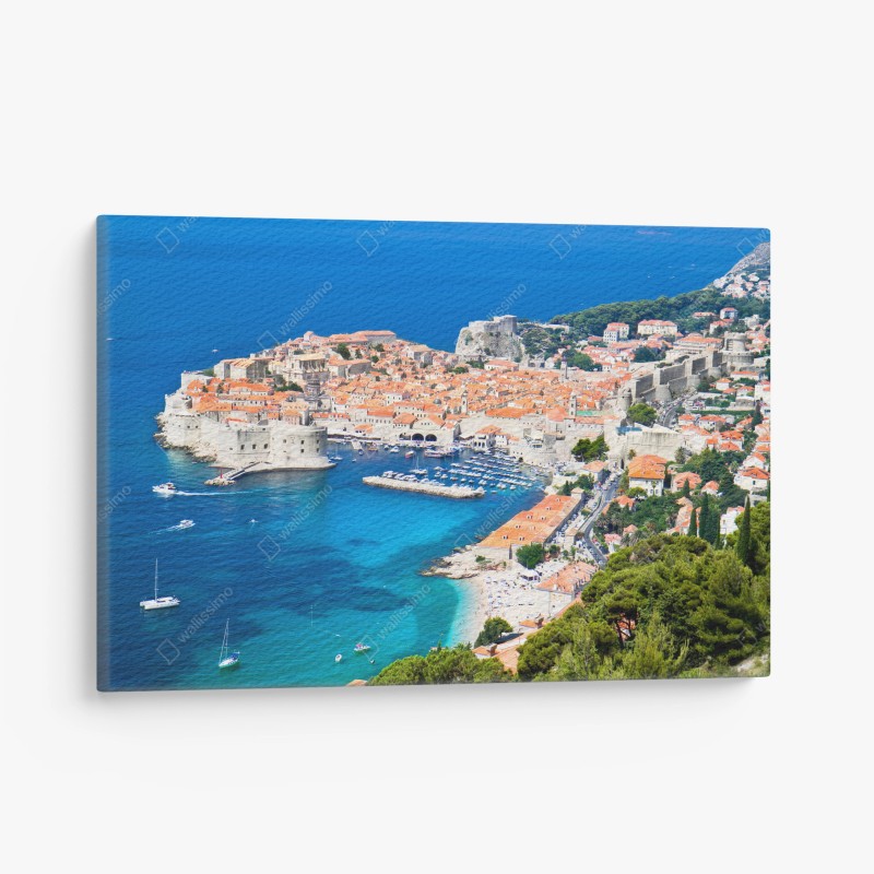 Quadro su tela panorama storico di Dubrovnik sul mare • Wallissimo®