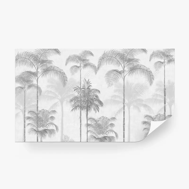 Carta da parati PALMA TROPICALE BOTANICA GRIGIO MODERNO PER SALA