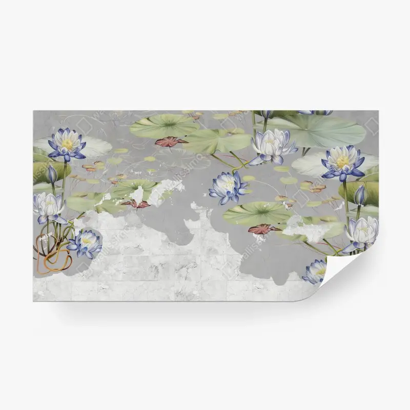 Carta da parati LOTO NINFEA FIORE BOTANICO STAGNO PER SOGGIORNO