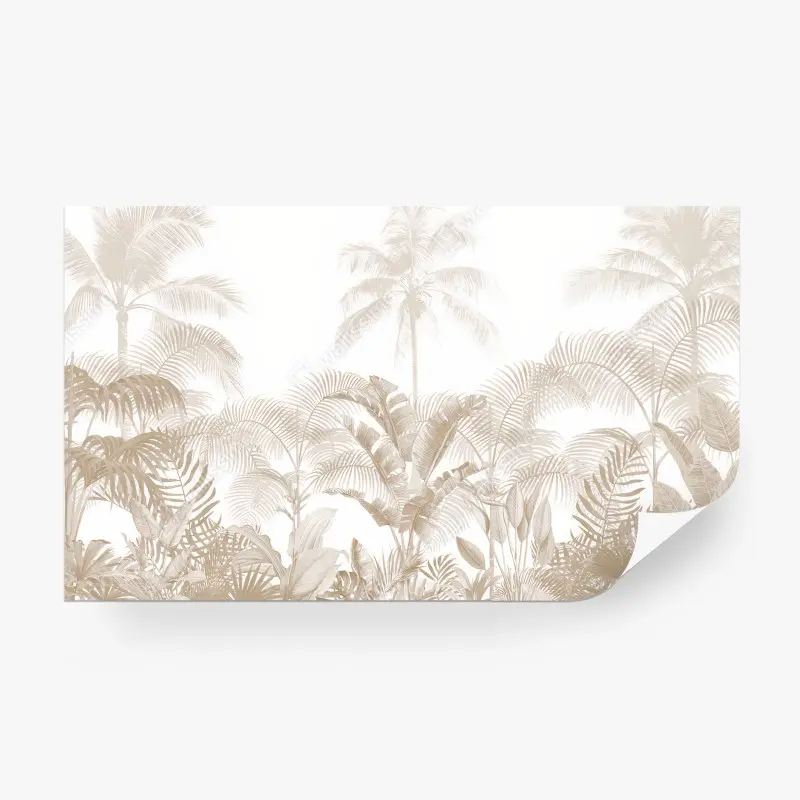 Carta da parati PALMA FOGLIA TROPICALE BEIGE NATURA PER SOGGIORNO