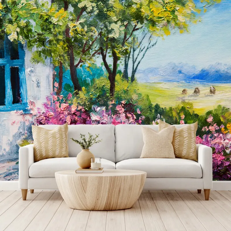 Carta da parati GIARDINO ARTE FIORI ESTATE CASA PER SOGGIORNO