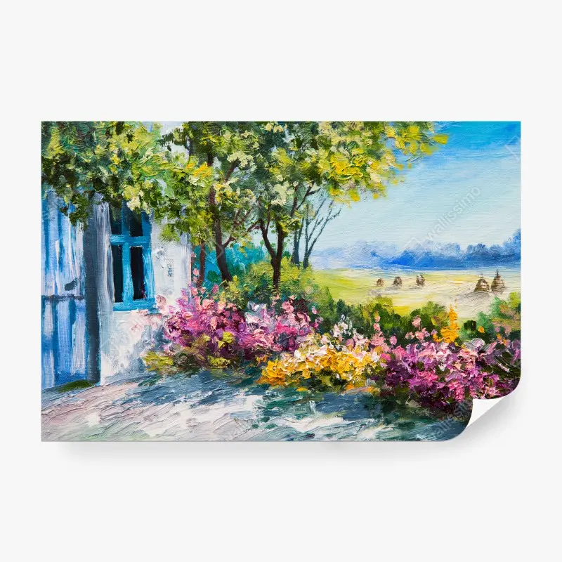 Carta da parati GIARDINO ARTE FIORI ESTATE CASA PER SOGGIORNO