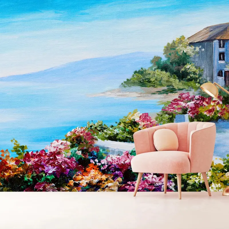 Carta da parati MARE COSTA CASA FIORI PAESAGGIO PER SOGGIORNO