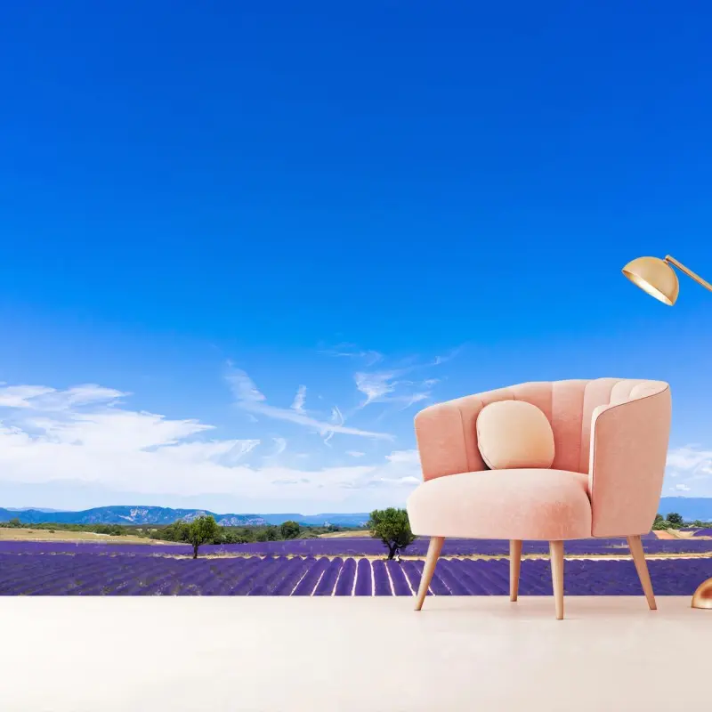 Carta da parati LAVANDA CAMPI PROVENZA FRANCIA CIELO PER SOGGIORNO