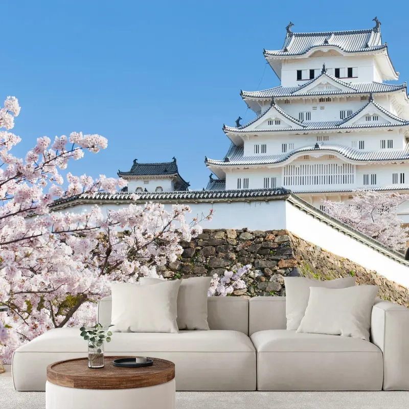 Carta da parati HIMEJI GIAPPONE CASTELLO SAKURA FIORI PER SOGGIORNO