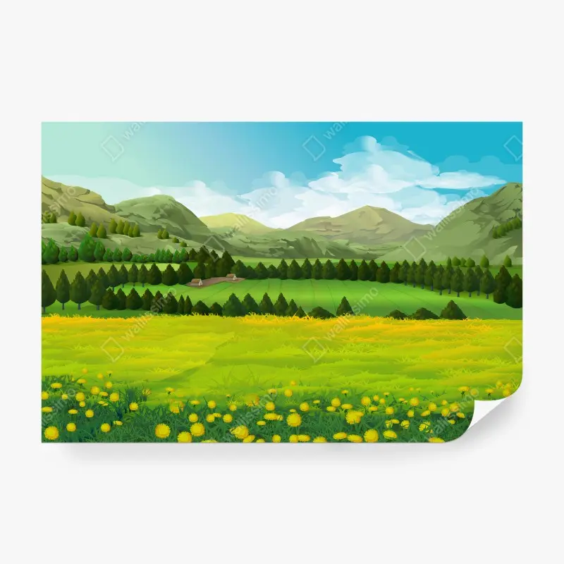 Carta da parati PRATO PAESAGGIO VERDE CAMPO NATURA PER SOGGIORNO
