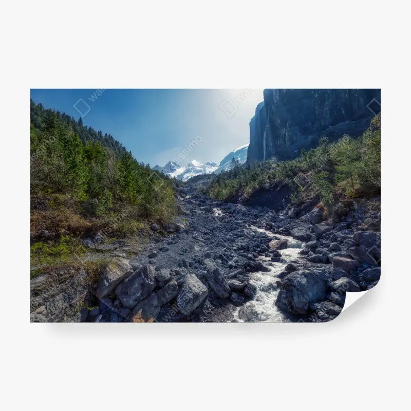 Carta da parati ALPI MONTAGNE FIUME PAESAGGIO PANORAMA PER SOGGIORNO