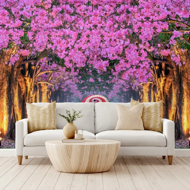 Carta da parati CILIEGIO ROSA KIMONO GIAPPONE ALBERO PER SOGGIORNO