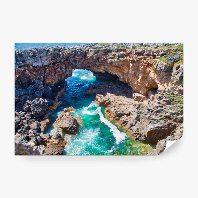 Carta da parati MARE FALESIE TURCHESE PORTOGALLO COSTA PER SALOTTO