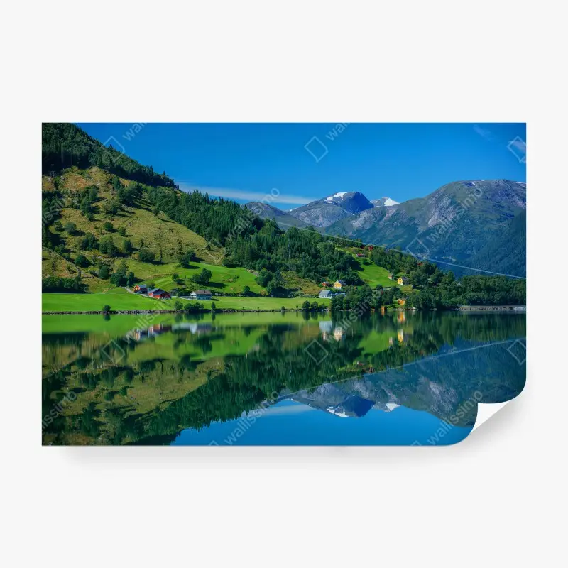 Carta da parati MONTI LAGO NATURA VISTA RIFLESSO PER SOGGIORNO