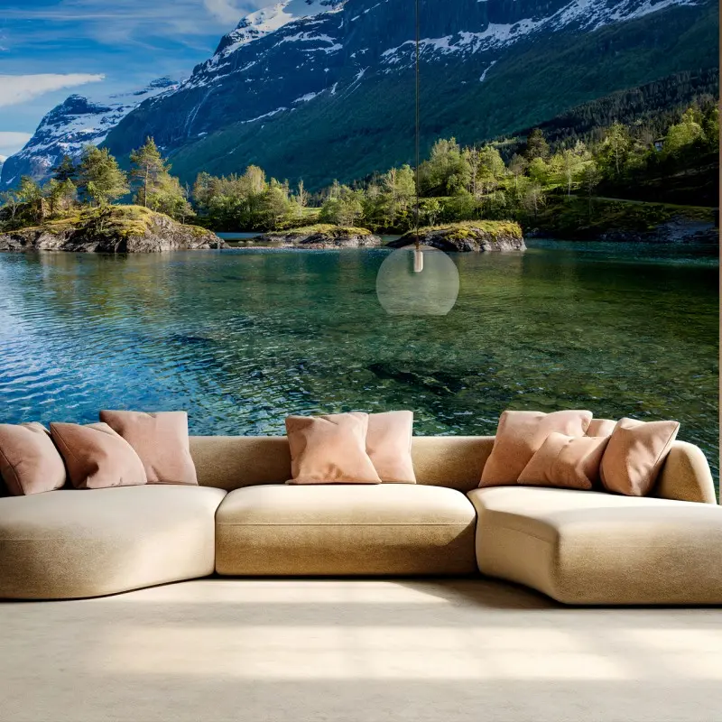 Carta da parati NORVEGIA MONTI LAGO NATURA SCENICO PER SOGGIORNO