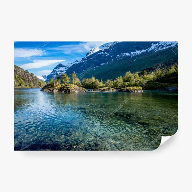 Carta da parati NORVEGIA MONTI LAGO NATURA SCENICO PER SOGGIORNO