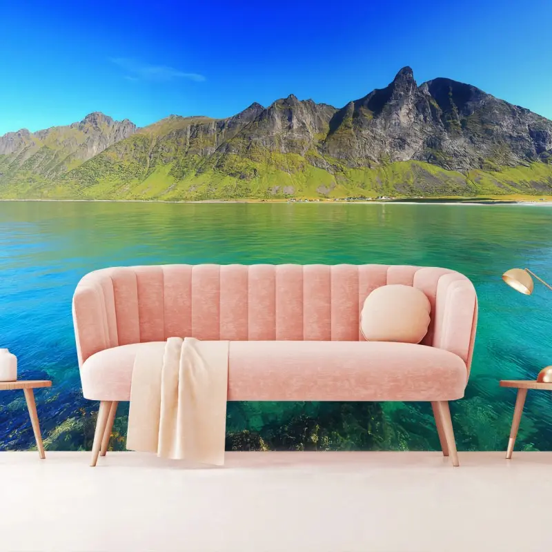 Carta da parati NORVEGIA MARE TURCHESE MONTI SPIAGGIA PER SALA