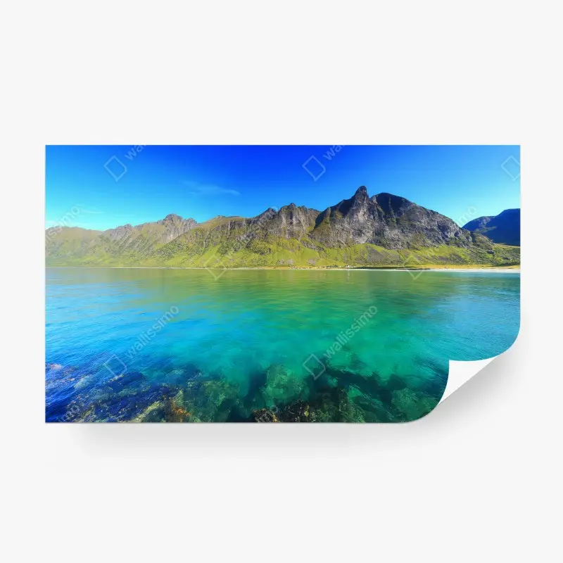Carta da parati NORVEGIA MARE TURCHESE MONTI SPIAGGIA PER SALA