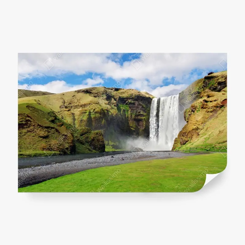 Carta da parati CASCATA PAESAGGIO NATURA VERDE CIELO PER SOGGIORNO