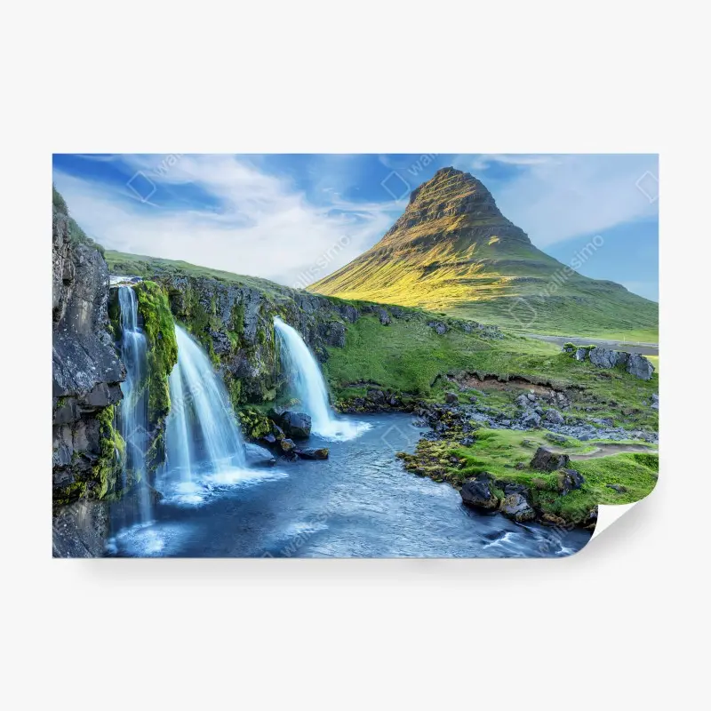 Carta da parati ISLANDA CASCATA MONTE NATURA SCENA PER SOGGIORNO