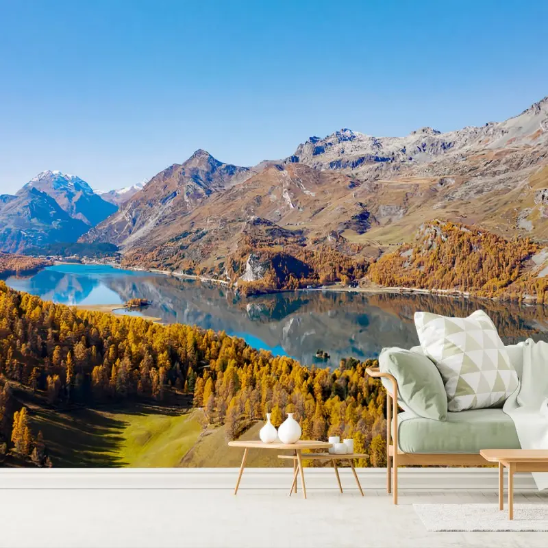 Carta da parati MONTAGNE LAGO AUTUNNO PAESAGGIO VISTA PER SOGGIORNO