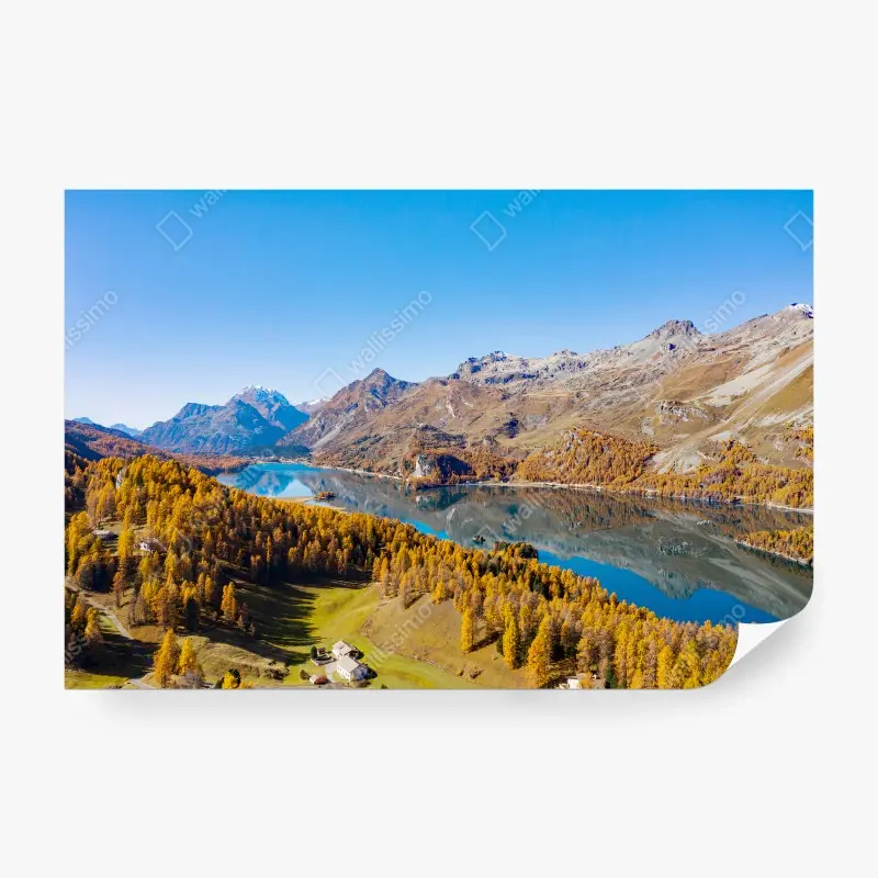 Carta da parati MONTAGNE LAGO AUTUNNO PAESAGGIO VISTA PER SOGGIORNO