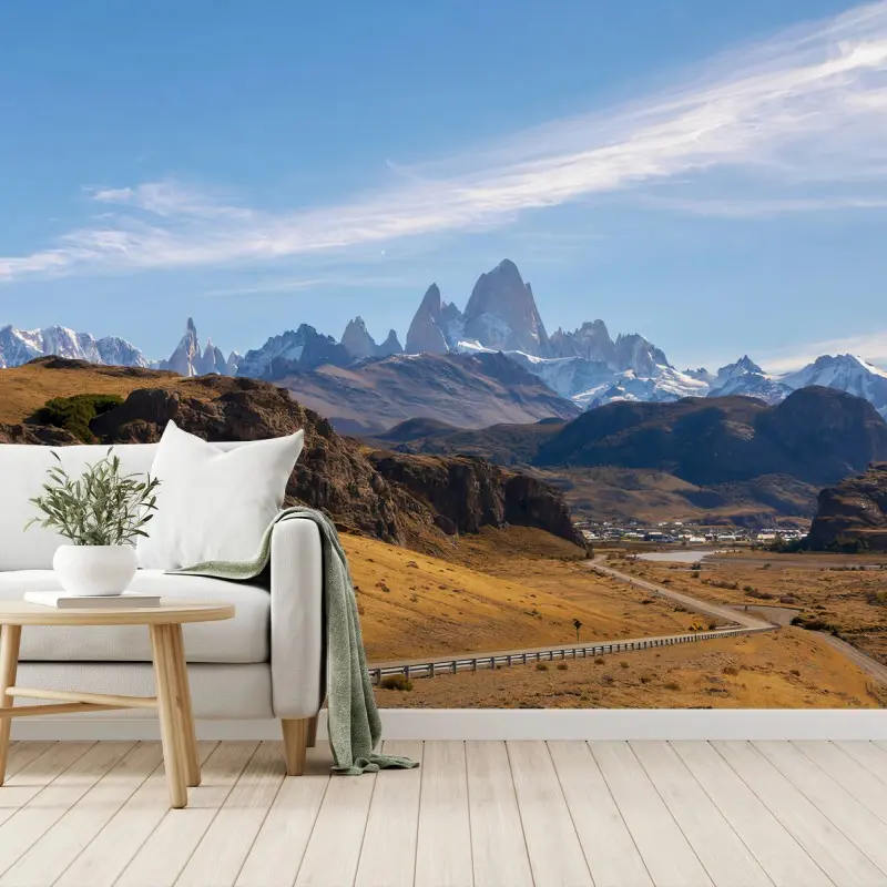 Carta da parati MONTAGNE VISTA STRADA CIELO NATURA PER SOGGIORNO