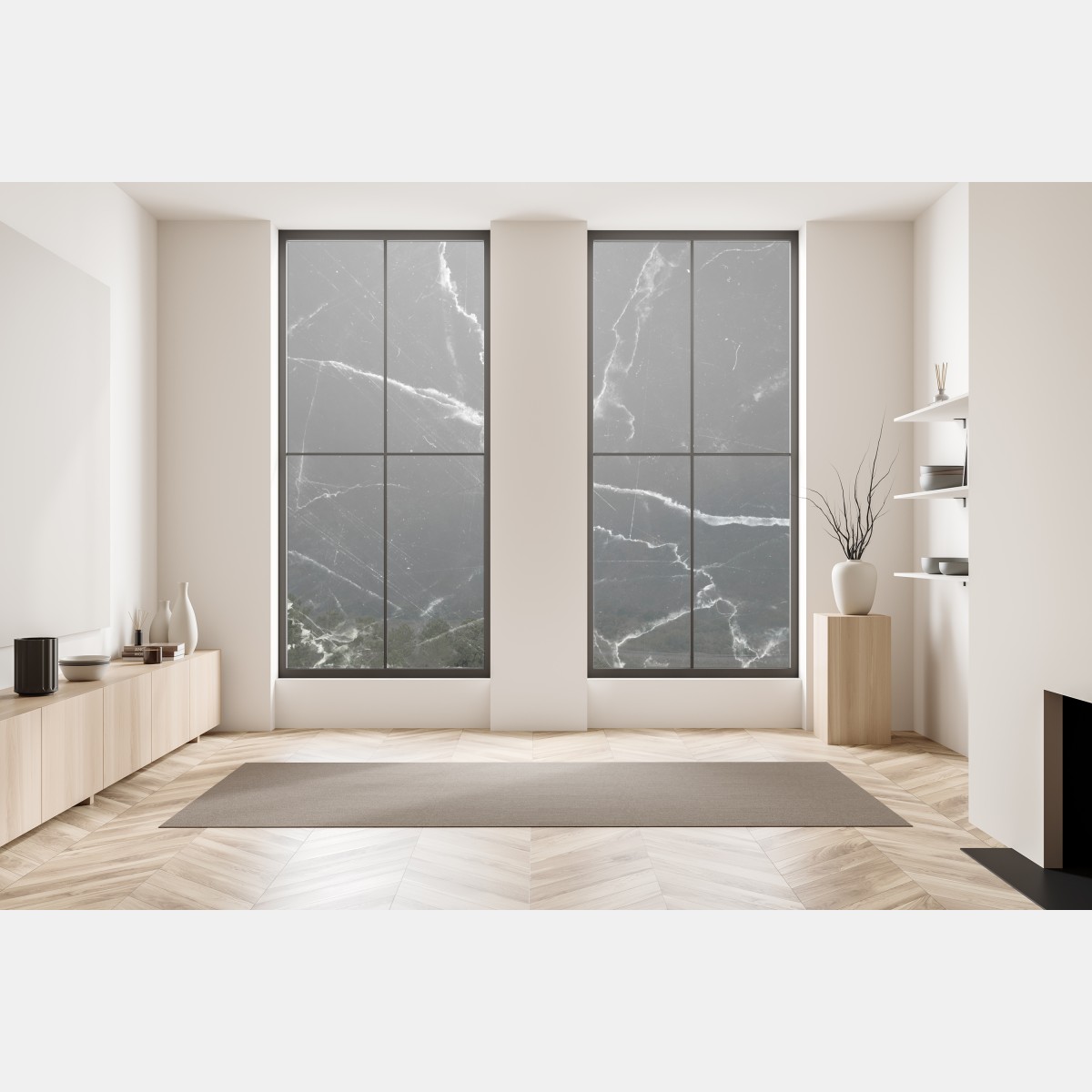 Adesivo per finestra marmo nero venato sofisticato • Wallissimo® Adesivo per finestra marmo nero venato sofisticato • Wallissimo®