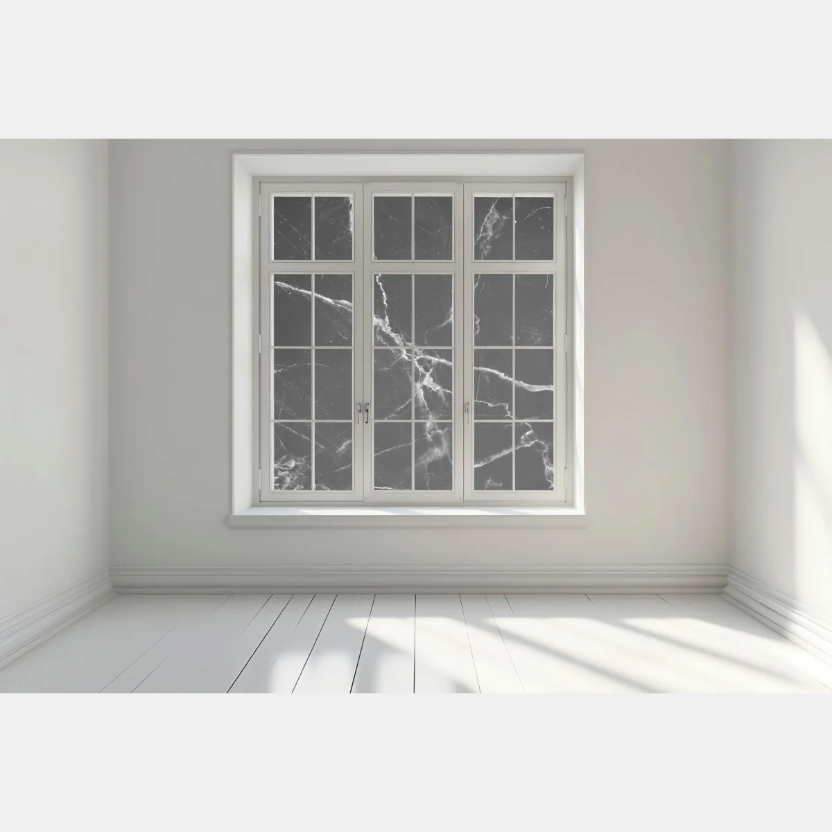 Adesivo per finestra marmo nero venato sofisticato • Wallissimo® Adesivo per finestra marmo nero venato sofisticato • Wallissimo®