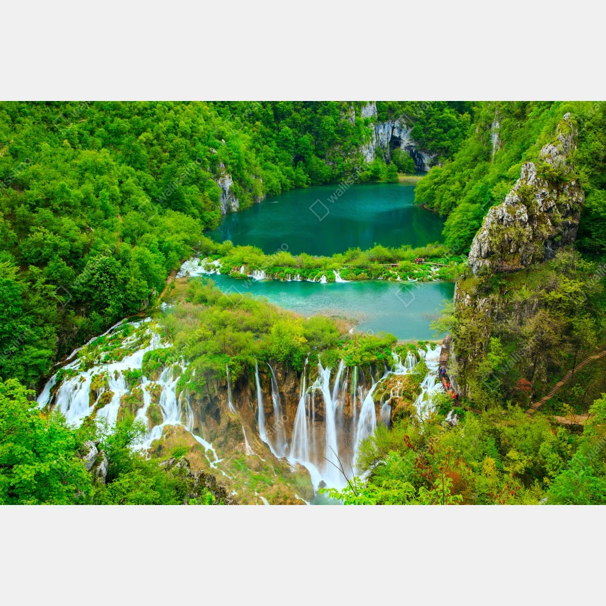 Adesivo per finestra oasi di cascate e laghi verdi • Wallissimo® Adesivo per finestra oasi di cascate e laghi verdi • Wallissimo®