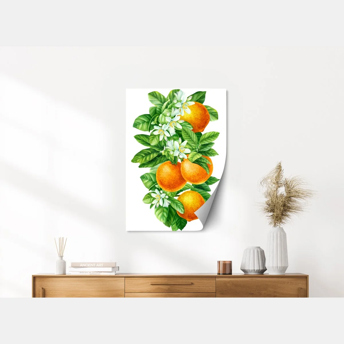 Poster ramo di arance e fiori in acquerello • Wallissimo®