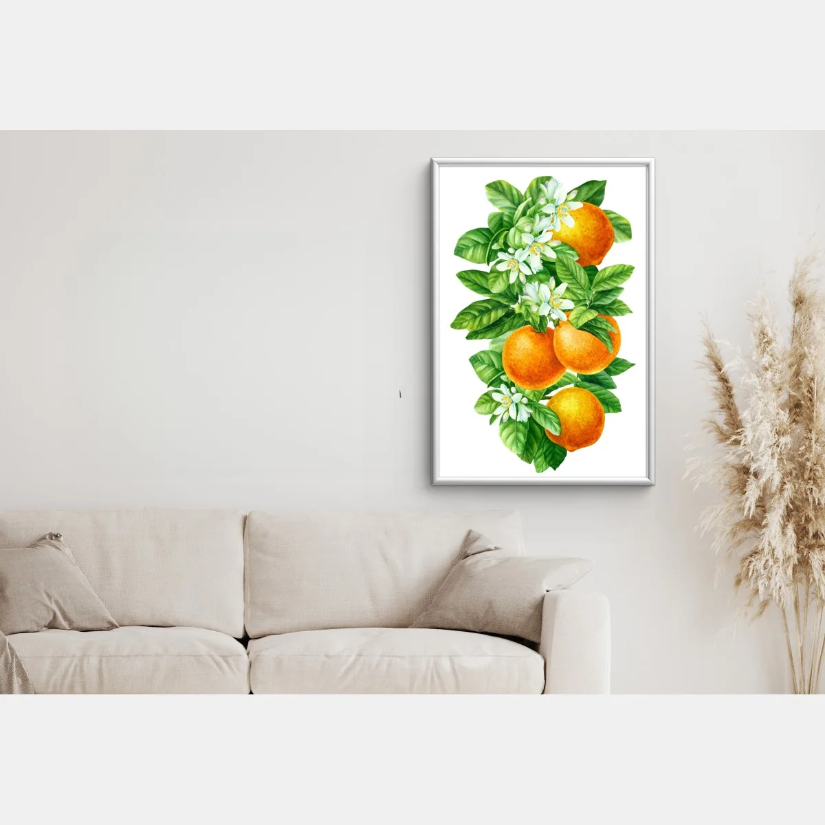 Poster ramo di arance e fiori in acquerello • Wallissimo®