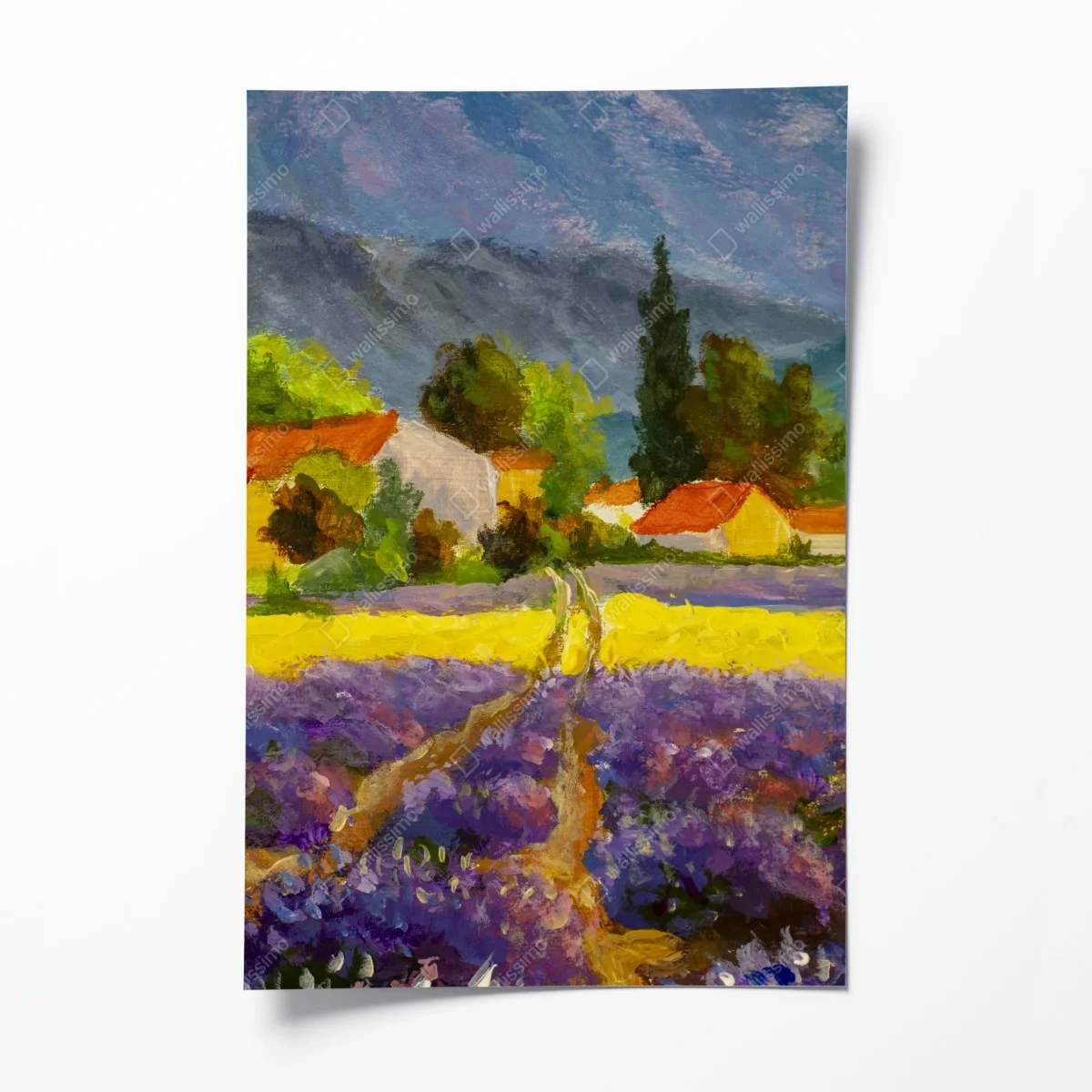 Poster tramonto sui campi di lavanda • Wallissimo® Poster tramonto sui campi di lavanda • Wallissimo®