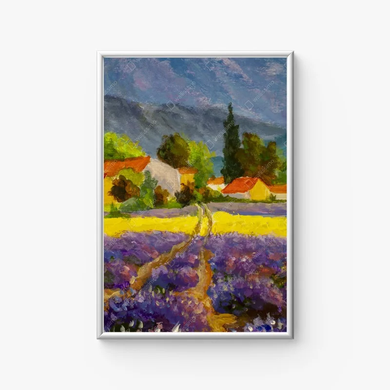 Poster tramonto sui campi di lavanda • Wallissimo® Poster tramonto sui campi di lavanda • Wallissimo®