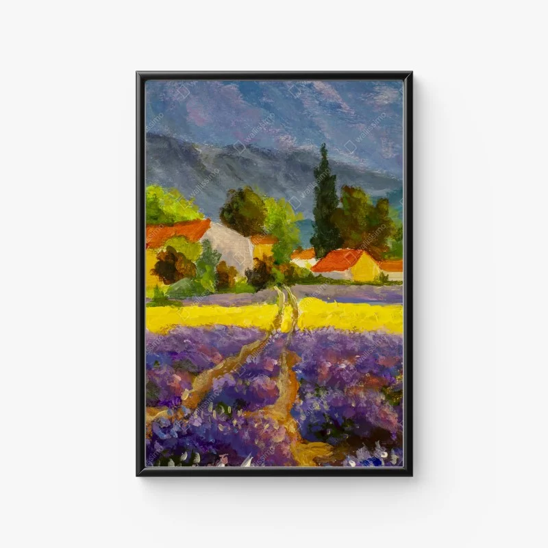 Poster tramonto sui campi di lavanda • Wallissimo® Poster tramonto sui campi di lavanda • Wallissimo®