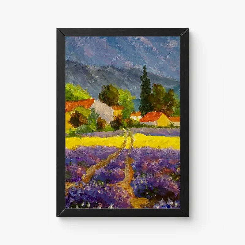 Poster tramonto sui campi di lavanda • Wallissimo® Poster tramonto sui campi di lavanda • Wallissimo®