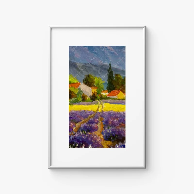 Poster tramonto sui campi di lavanda • Wallissimo® Poster tramonto sui campi di lavanda • Wallissimo®