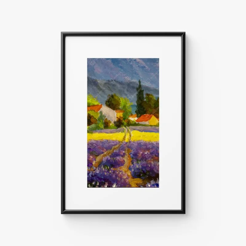 Poster tramonto sui campi di lavanda • Wallissimo® Poster tramonto sui campi di lavanda • Wallissimo®
