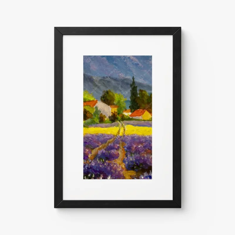 Poster tramonto sui campi di lavanda • Wallissimo® Poster tramonto sui campi di lavanda • Wallissimo®